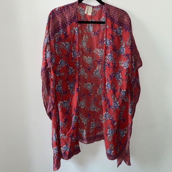 Japna Tops - Japna Boho Floral Open Front Kimono